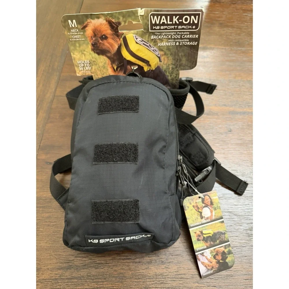 New K9 Sport Sack Walk-On Dog Carrier Backpack Storage Harness Black Medium
